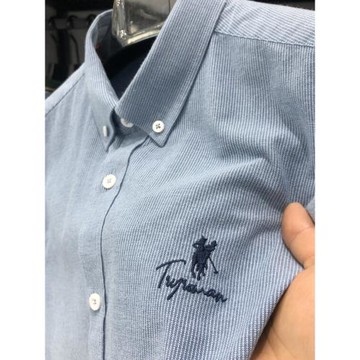 100%全棉外貿襯衫男長袖刺繡剪標出口尾單磨毛商務休閑男士襯衣潮