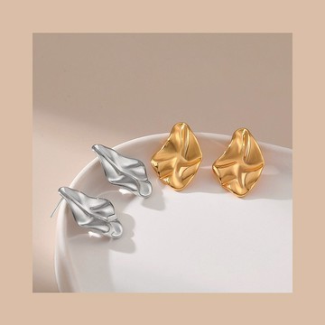 不規則褶皺凹凸不平面復古耳環