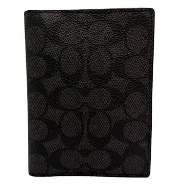 COACH 經典C LOGO拉鍊零錢袋證件夾/護照夾(黑灰)