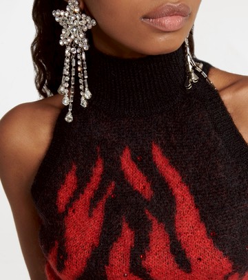 Alessandra Rich Embellished mohair-blend crop top