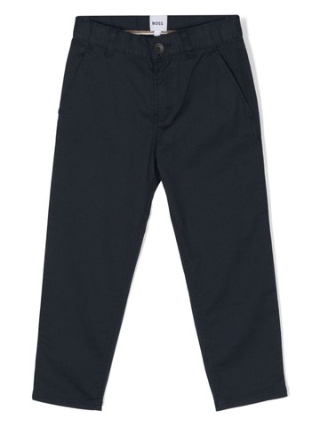 BOSS Kidswear - twill straight-leg trousers - kids - Elastane/Cotton - 8 - Blue