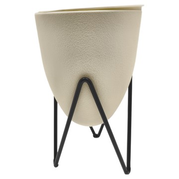 德利生活 桌上花盆 附鐵架  L  1個  白色