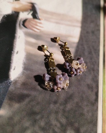 斑斕告白垂墜耳環 / 古紫芋【孤品】