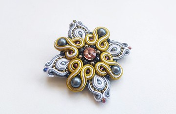 金色胸針, 串珠胸針, 灰色胸針, Soutache 刺繡