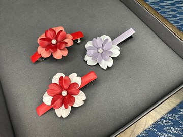 皮革夜櫻珍珠髮飾│襟針│頸鏈【櫻花】