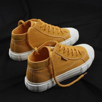 人本黑色高幫帆布鞋女ulzzang潮學生百搭板鞋平底休閑鞋女鞋