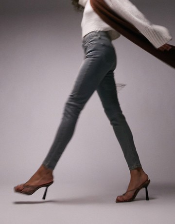 Topshop Jamie jeans in dirty green-Blue