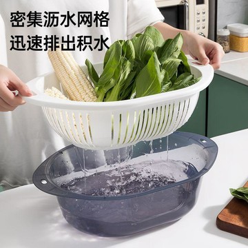 好物嚴選🎁瀝水瀝水籃新款碗廚房雙層洗菜盆盤洗瀝水水果瀝水盆多功能家用QM