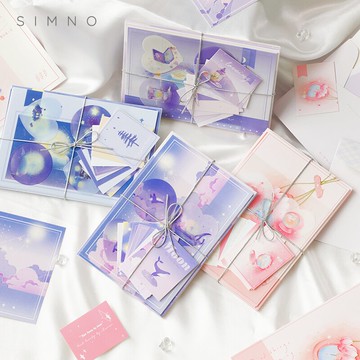 ins風景文藝插畫明信片套裝 生日賀卡留言手工禮物卡片創意