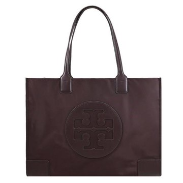 TORY BURCH 80479 品牌LOGO尼龍大容量肩背托特包.深咖