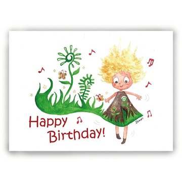 手繪插畫萬用卡/生日卡/明信片/卡片/插畫卡--生日跳舞