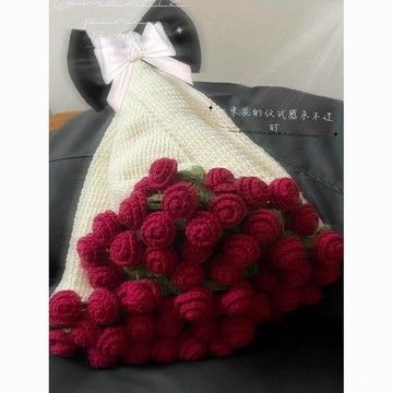 新品上市玫瑰花束毯子手工編織diy材料包毛綫團鈎織花朵毛毯花勾針鈴蘭花0324 K1XV