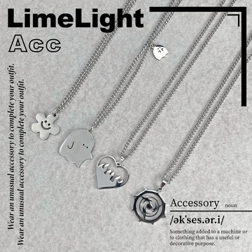☆LimeLight☆ 簡約 百搭 可愛 小鬼 幽靈 花朵 小花 羅盤 火焰愛心 飛鏢 飾品 鈦鋼 項鍊 27