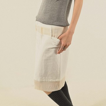 【NaSuBi Vintage】雙色絲棉拼接古著裙