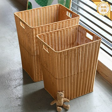 【ins風編織】髒衣籃 洗衣籃 收納筐 浴室收納 洗衣房收納 仿藤編材質 透氣防潮 大容量 北歐風家居 浴室臥室兩用