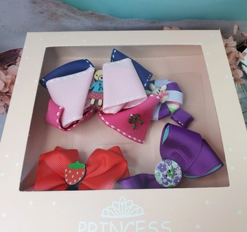 蝴蝶結緞帶控 兒童髮飾四件組