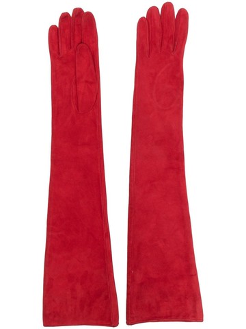 Manokhi - long suede gloves - women - Suede - 7.5 - Red