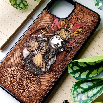 Maya - 手機殼木質雷射雕刻+手繪