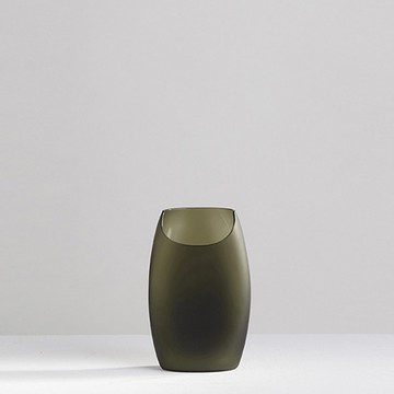 【3,co】玻璃月型口扁平花器(8號) - 綠