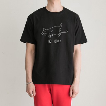 Not Today Cat #2 中性短袖T恤 黑色 狗 貓 毛小孩 動物可愛禮物
