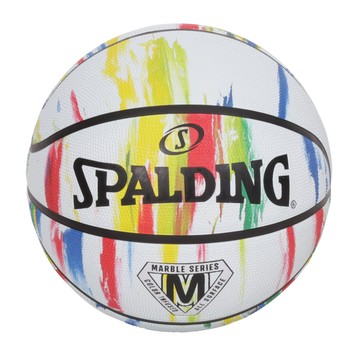 spalding 大理石系列彩虹#7橡膠籃球#40646-室內外 7號球 斯伯丁 白彩色