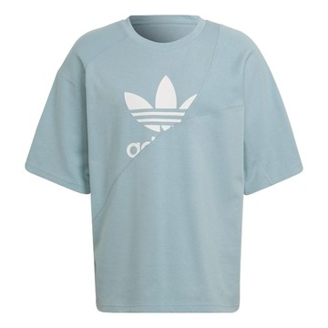 adidas originals Sports Large Logo Solid Color Splicing Short Sleeve Gray Green