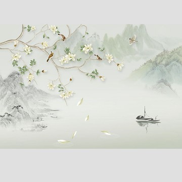 ✨壹灣出貨✨中國風牆貼畫壁紙水墨山水畫客廳臥室背景牆新中式裝飾自粘畫 墻壁壁貼 自粘壁紙 3d壁貼