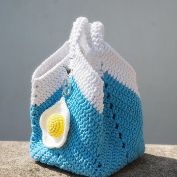 【底版設計針織包】富士山菜籃子 肩背包 手提袋 沙灘包