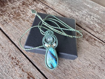 230428 Macrame 拉長石 編織 頸鍊