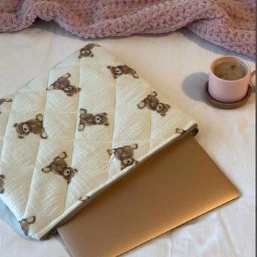 日式ins風平板電腦包卡通泰迪熊筆記本收納包軟乎乎ipad收納套