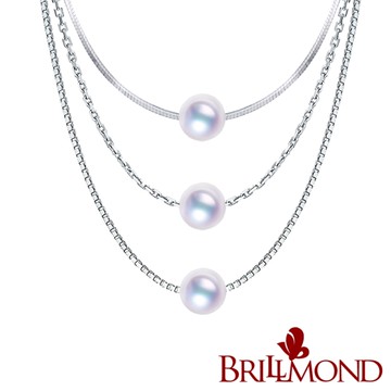 【BRILLMOND】正日本 AKOYA 天然海水珍珠 墜鍊(6-6.5MM珍珠 925銀鍊)