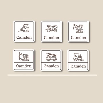 姓名貼紙 耐高溫 防水姓名貼 方形 工程車輛系1