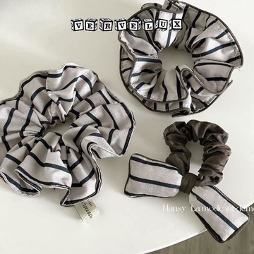 两件9.9折🔥臺灣出貨🔥可開發票✅韓版復古風簡約包邊雙層條紋木耳邊肥腸圈慵懶高端丸子頭髮圈皮筋