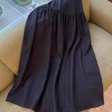 清倉撿漏~專柜撤回外貿尾單女裝高腰細褶拼接亞麻半身裙遮胯長裙