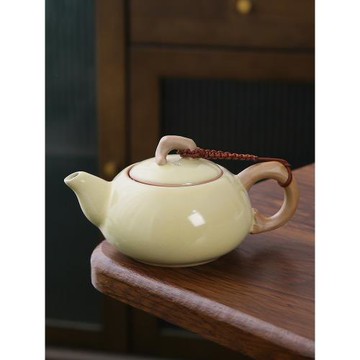 汝窯茶壺內置不銹鋼過濾網膽小號開片功夫茶具陶瓷單壺紅茶泡茶器