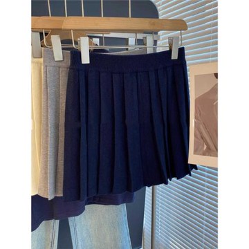 日系學院風針織百褶半身裙女春秋冬2025新款半裙高腰a字羊毛短裙