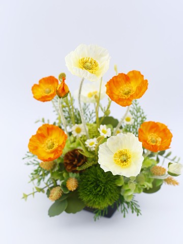 春日微風橘白虞美人紙袋花禮/擬真花/婚禮/居家/花禮/佈置/美化