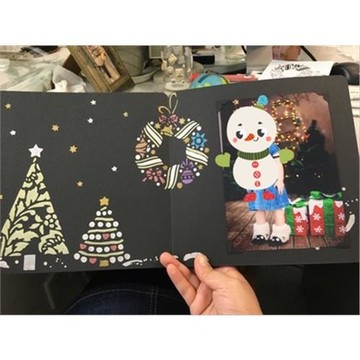 遮蔽板scrapbook剪貼本卡片制作工具圣誕遮蔽鏤空手繪雪人花環291