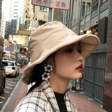 夏季大檐帽子女日系簡約純色遮陽防曬漁夫帽女休閑百搭大沿太陽帽1入