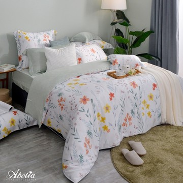 【Great Living格蕾寢飾】英國Abelia 綠野青青 加大天絲木漿四件式防蹣抗菌吸濕排汗兩用被床包組