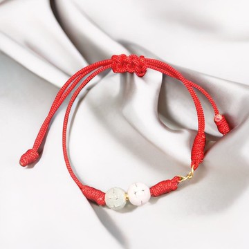 冰種翡翠雕花圓珠編織手鍊 | 天然緬甸玉A貨翡翠 | 送禮