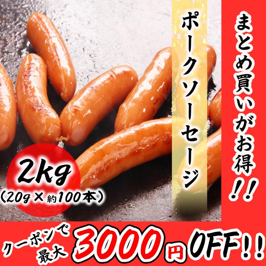 ポークソーセージ　2kg (20g×100本入り) プロ仕様の業務用 使いやすいバラ凍結 食品 冷凍便 プロ愛用 業務用