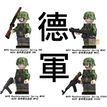 3032 樂積木【當日出貨】第三方 德軍迷彩人偶積木 Z74-Z77 附武器 98K MG42 兼容樂高 兵人配件 迷彩