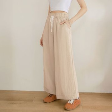 OB嚴選-素色蕾絲抽繩腰鬆緊寬褲《BA7881-》