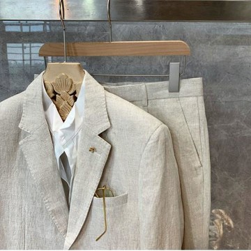 狂飆張頌文高啟強同款韓版小西裝西服兩件套亞麻衣服修身大碼套裝