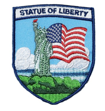 美國 自由女神 熨斗臂章 褲子 背心 熨斗布貼 電繡貼布繡 熨燙刺繡徽章 胸章 立體繡貼 裝飾貼 繡片貼 燙布貼紙
