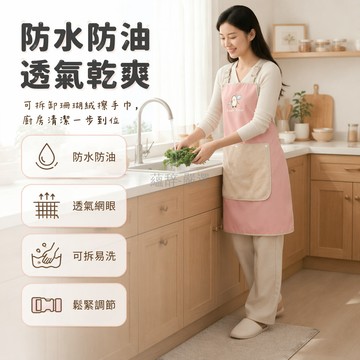 台灣出貨✨ 防水防油圍裙 廚房家用圍裙 無袖免綁圍裙 上班族工作圍裙 擦手圍裙 2026新款 時尚圍裙 簡約圍裙