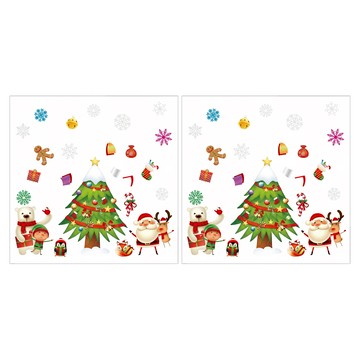 彩色靜電貼紙Set 內含兩張  55 x 35cm  聖誕樹 + 白熊