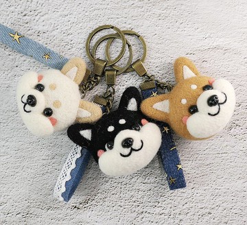 羊毛氈　微笑柴柴　鑰匙圈　別針