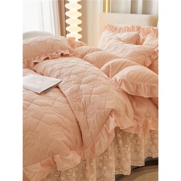 冬季全夾棉嬰兒絨四件套床裙款加厚牛奶珊瑚絨床上保暖被套公主風